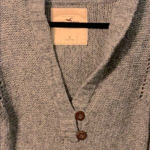 Hollister Grey Two Button V Neck Sweater